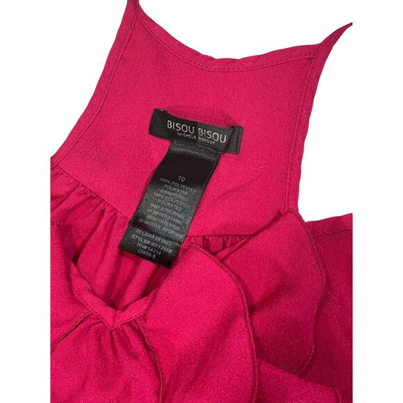 Bisou Bisou Fuschia High Low Ruffled Dress Size 10 - Picture 3 of 5